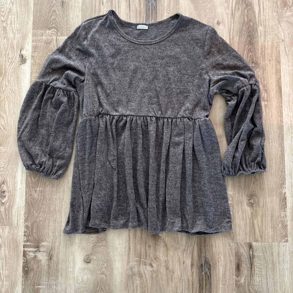 EGS‎ California Women's XXL Brown Balloon Sleeve Knit Tunic sweater dress